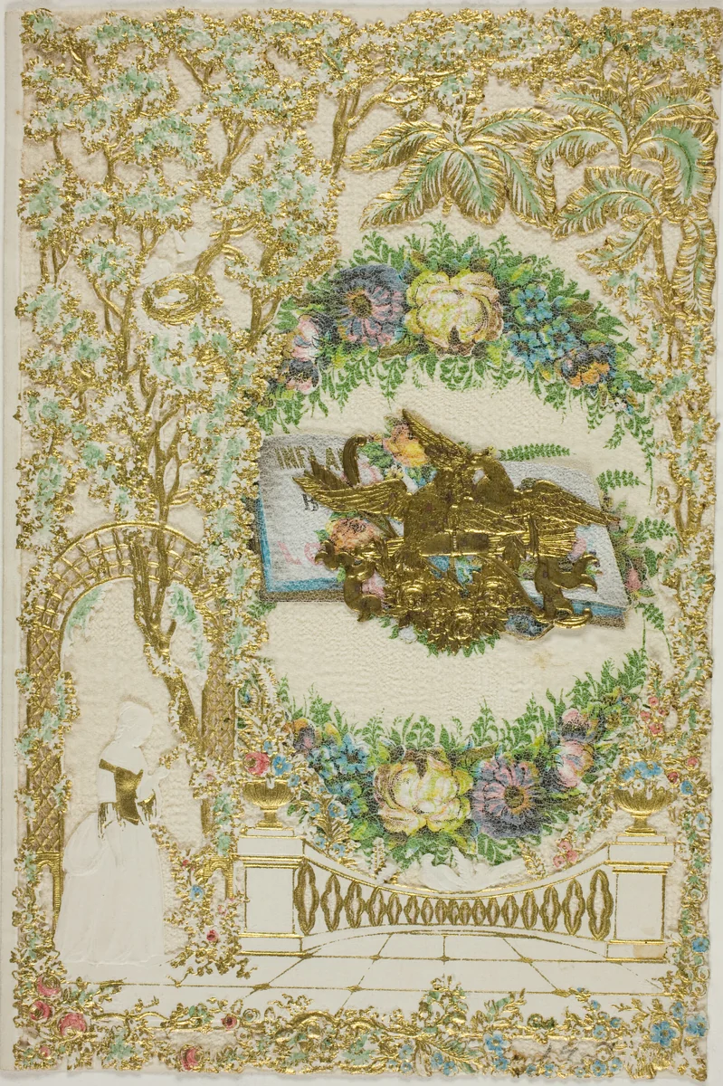 Untitled Valentine (Woman in Garden) by Unknown Artist, other, 1801-1900