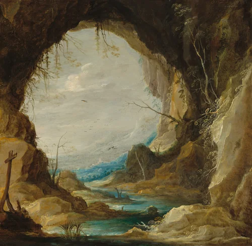 Vista from a Grotto by David Teniers the Younger, painting, 1630-1634