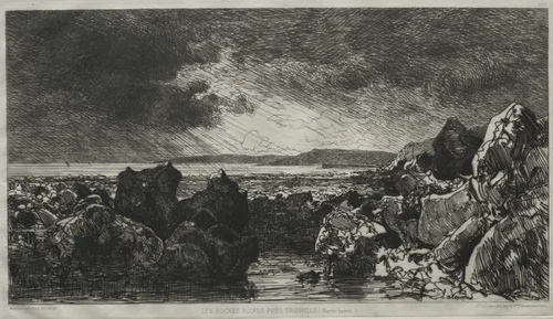 Black Rocks near Trouville (Low Tide) by Maxime Lalanne, print, 1874