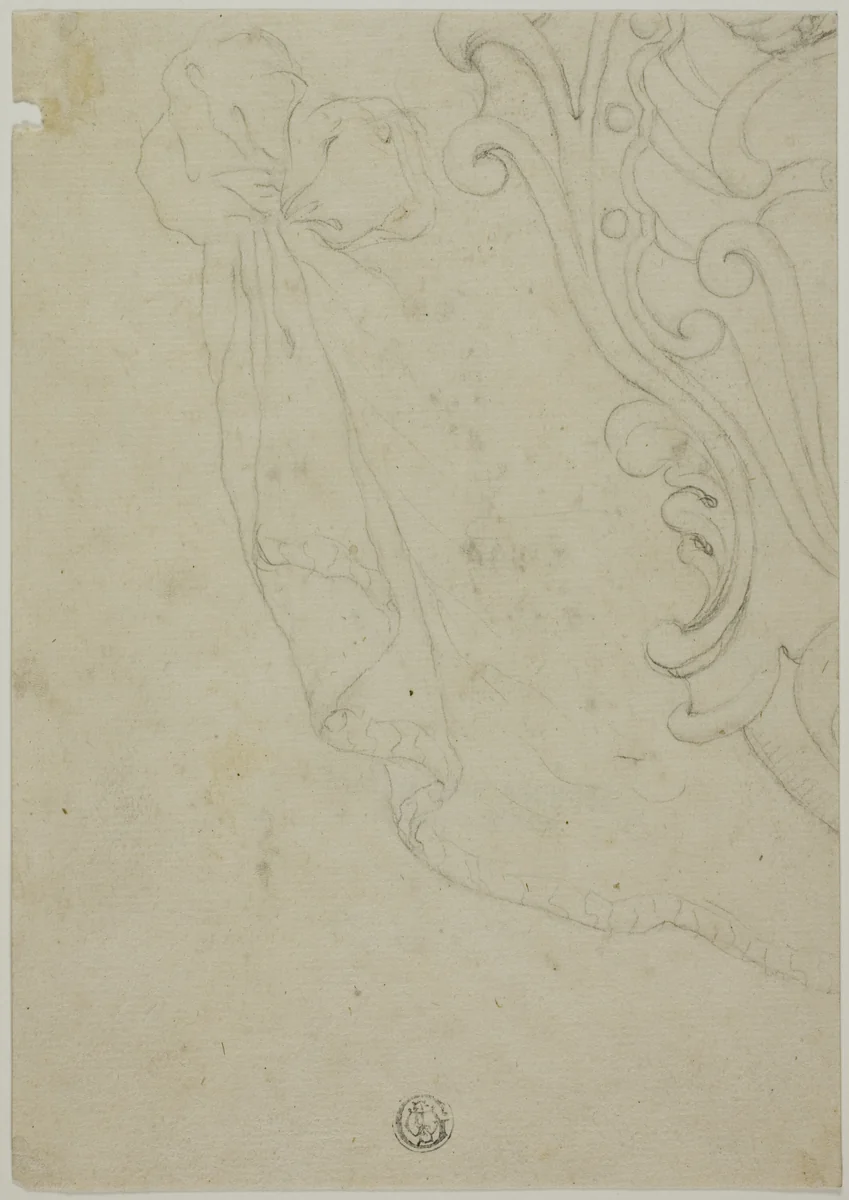 Fragment of Scroll Ornament by Unknown Artist, drawing, 1700-1799