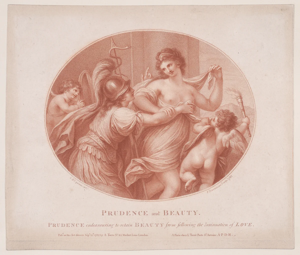Prudence, Love and Beauty by Francesco Bartolozzi, print, 1782