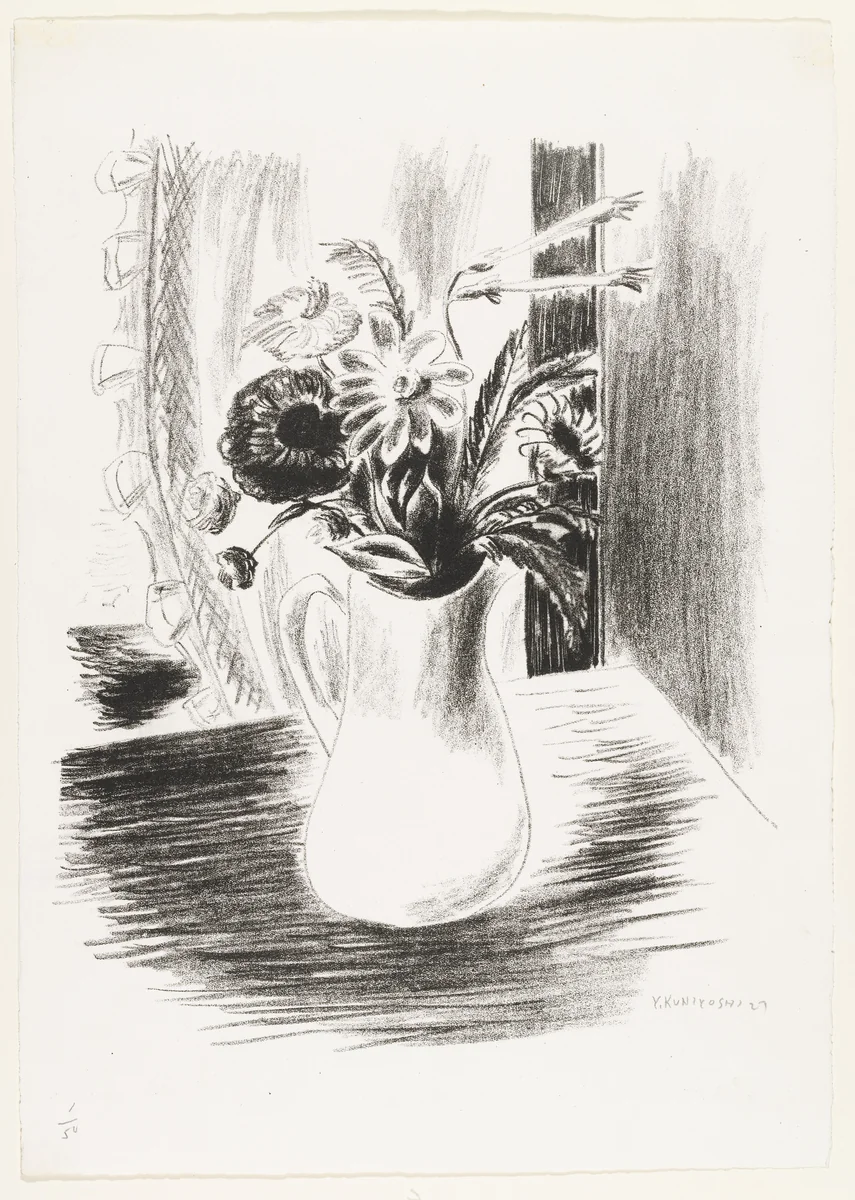 Daisies in a White Pitcher by Yasuo Kuniyoshi, print, 1927