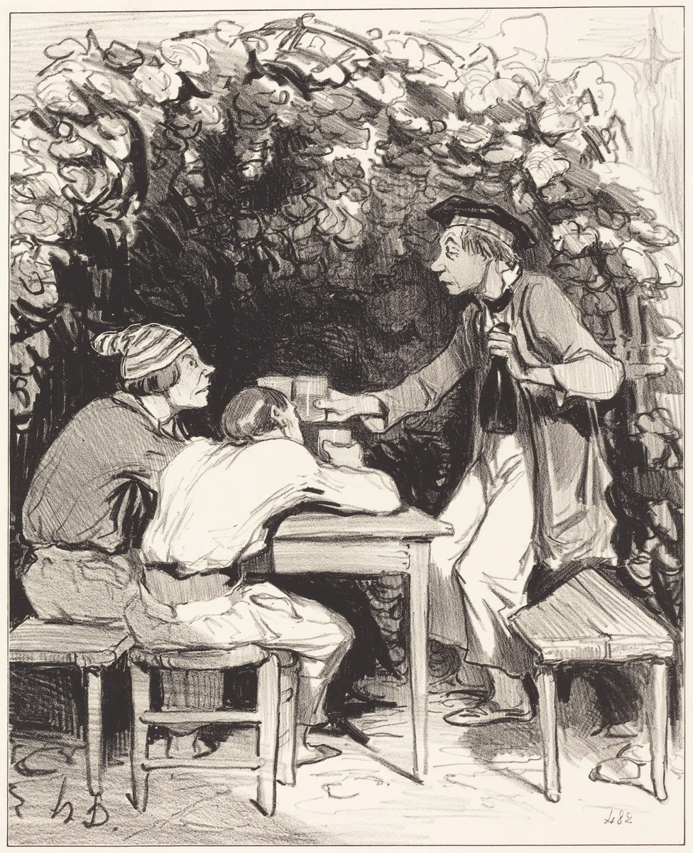 Vois-tu, mon ami... il n'y a que deux élemens... du bonheur... by Honoré Daumier, print, 1843