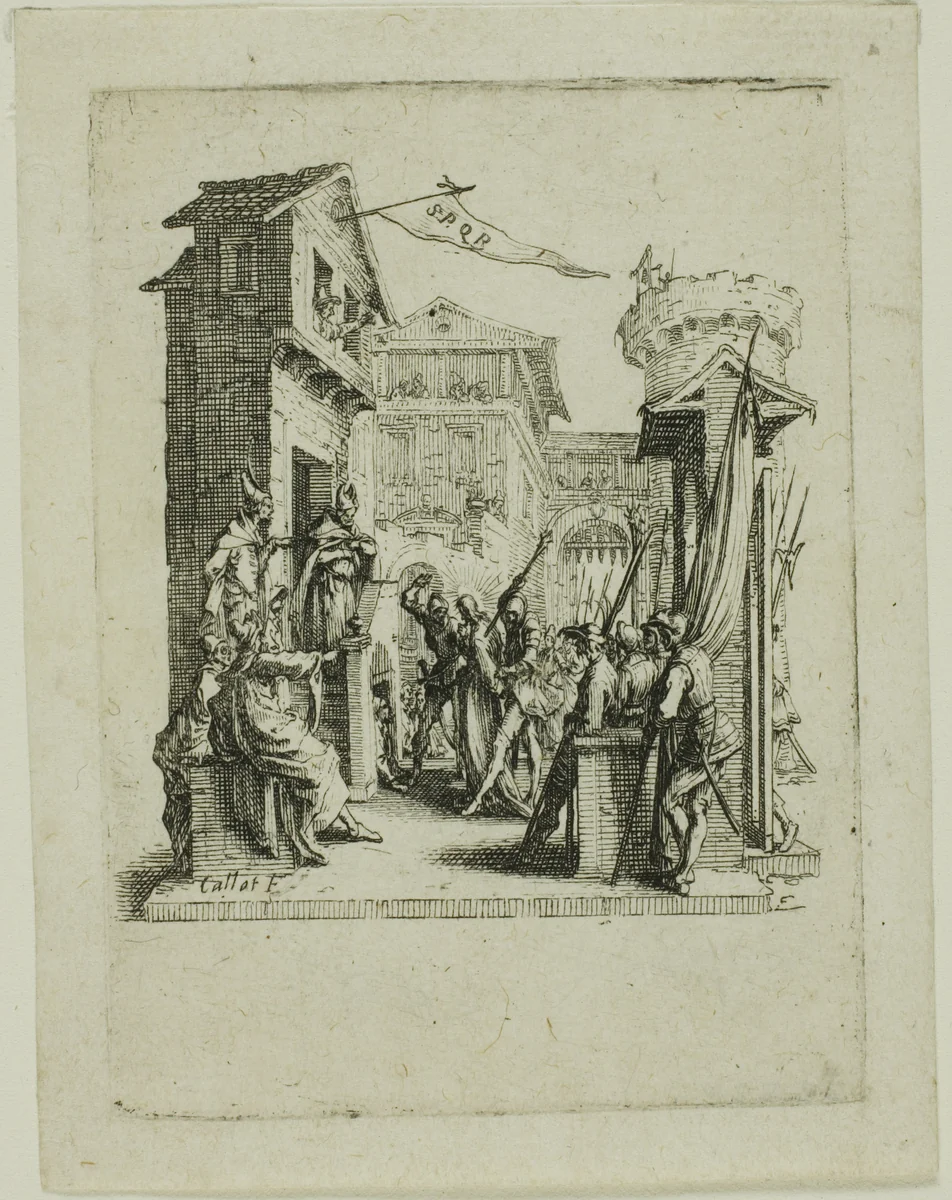 Jesus Before Caiaphas, from The Small Passion by Jacques Callot, print, 1612-1635