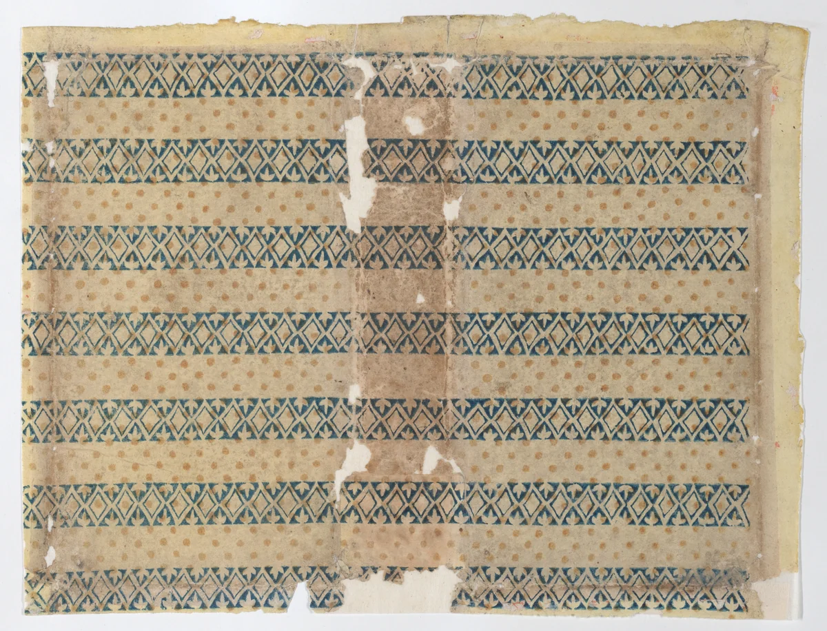 Book cover with overall dot and diamond pattern by anonymous, print, 1800-1900