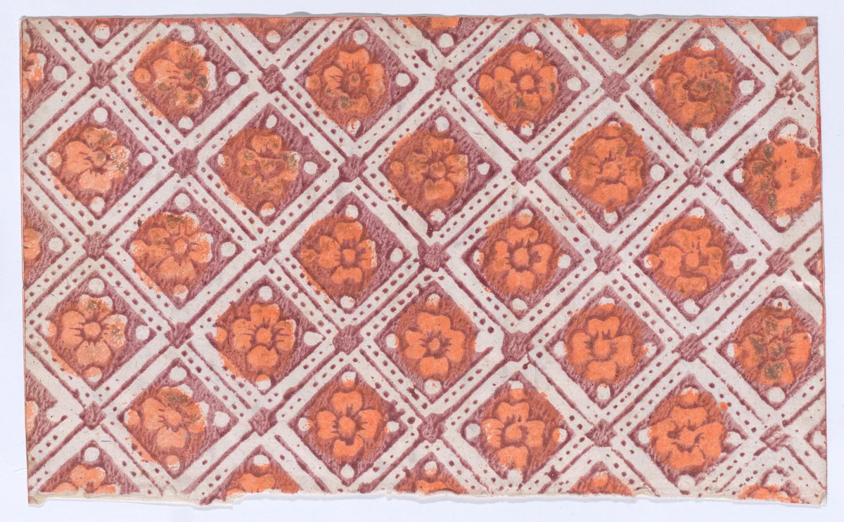 Sheet with overall pattern of rosettes by anonymous, print, 1800-1900