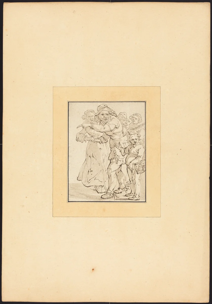 Old Man Pointing to the Left by Maria Catharina Prestel; Adriaen Pietersz van de Venne, portfolio, 1780