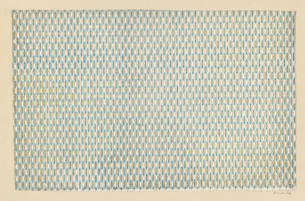 Blad met gegaufreerde verticale golvende banen van horizontale streepjes by anonymous, other, 1800-1900