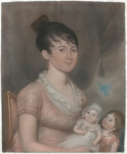 Anna Margaret Blake and Her Two Children by American 19th Century, drawing, 1808
