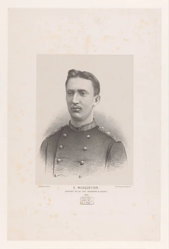 Portret van E. Musquetier by anonymous, print, 1880