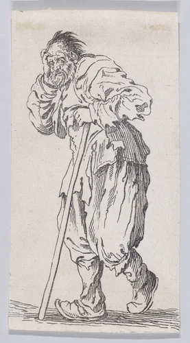 Reverse Copy of Le Gueux Appuyé sur son Baton (The Beggar Leaning on His Cane), from "Les Gueux suite appelée aussi Les Mendiants, Les Baroni, ou Les Barons" (The Beggars, also called the Barons) by anonymous, print, 1625-1700