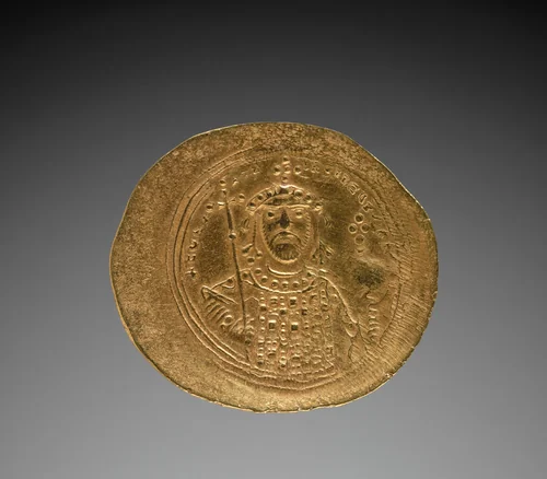 Nomisma with Constantine IX Monomachus (reverse) by Unknown, metalwork, 1042-1055