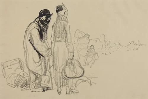 La retour (The Return) by Jean-Louis Forain, drawing, 1914-1919