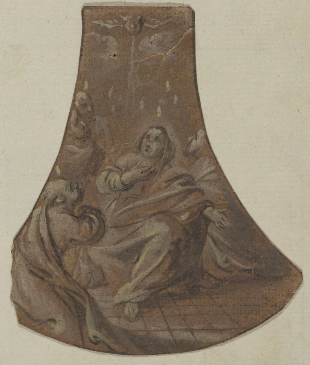 Uitstorting van de heilige geest by anonymous, drawing, 1600-1699