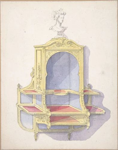 Design for Hanging Shelves by anonymous, drawing, 1840-1899