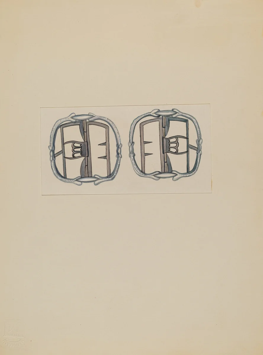 Man's Shoe Buckle by Charles Criswell, index of american design, 1936