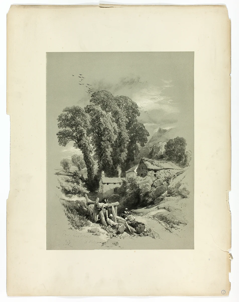 Row W. Trefriw, Wales, from Picturesque Selections by James Duffield Harding, print, 1859-1860