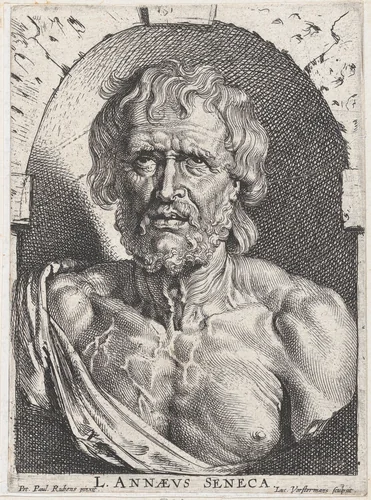 The bust of Seneca, in a niche by Lucas Vorsterman, print, 1615-1625