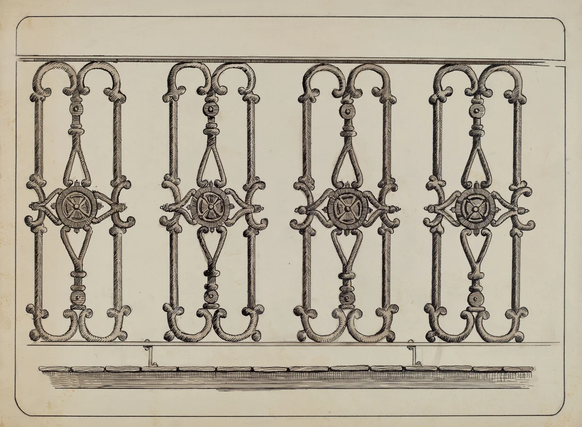 Cast Iron Balcony Rail by Al Curry, index of american design, 1936