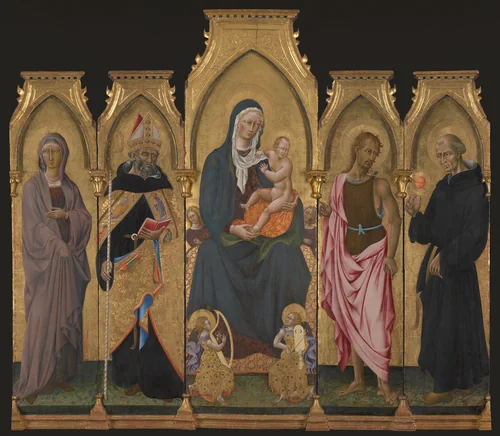 Madonna and Child with Saints by Giovanni di Paolo, painting, 1454