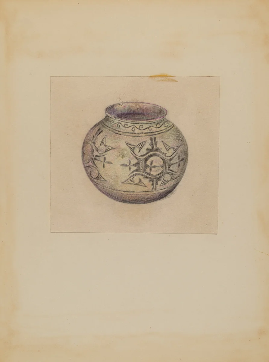 Vessel by Mary Berner, index of american design, 1935-1942