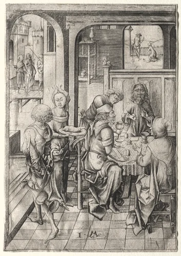 The Passion: Supper at Emmaus by Israhel van Meckenem, print, 1475-1485