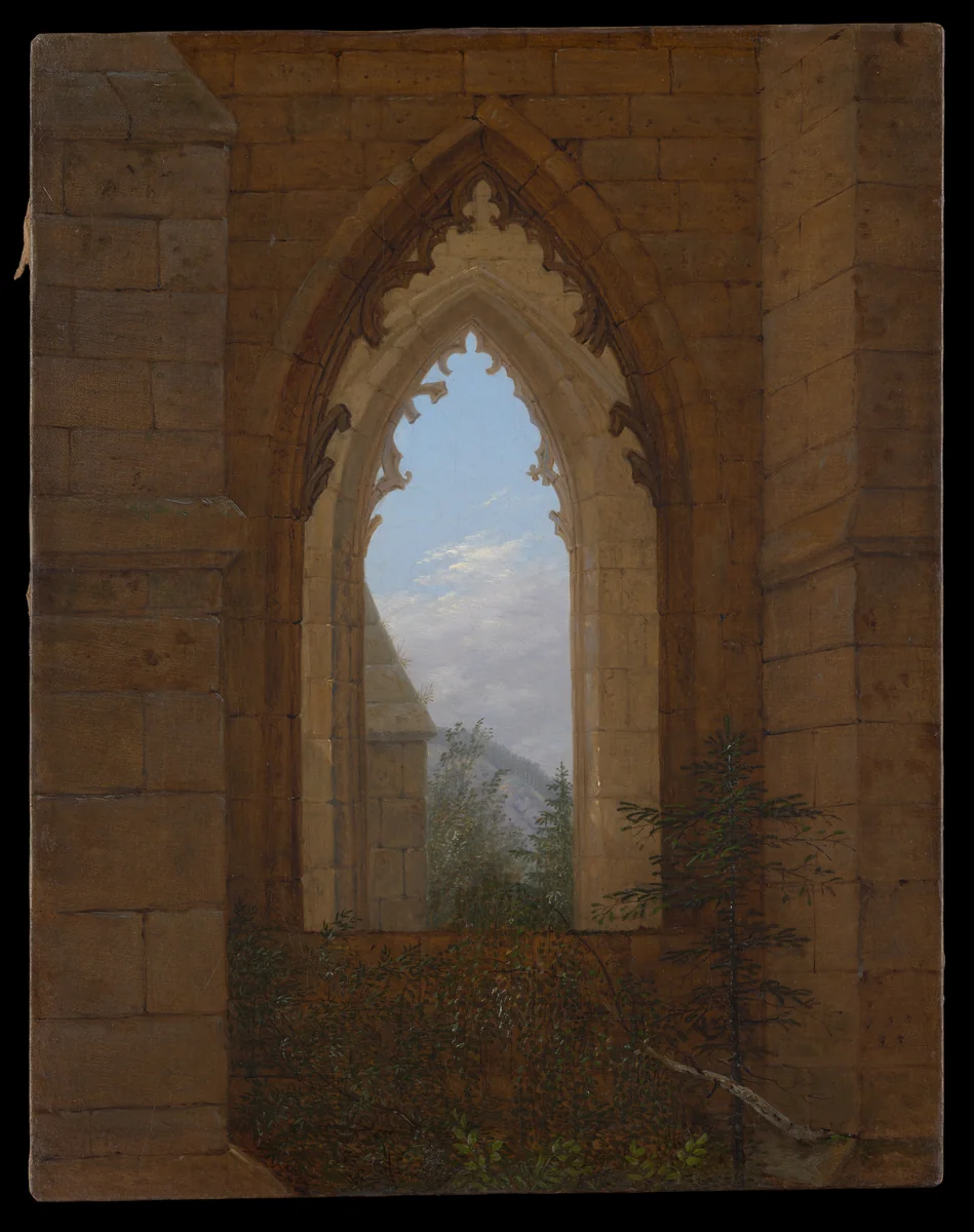 Gothic Windows in the Ruins of the Monastery at Oybin by Carl Gustav Carus, painting, 1823-1833