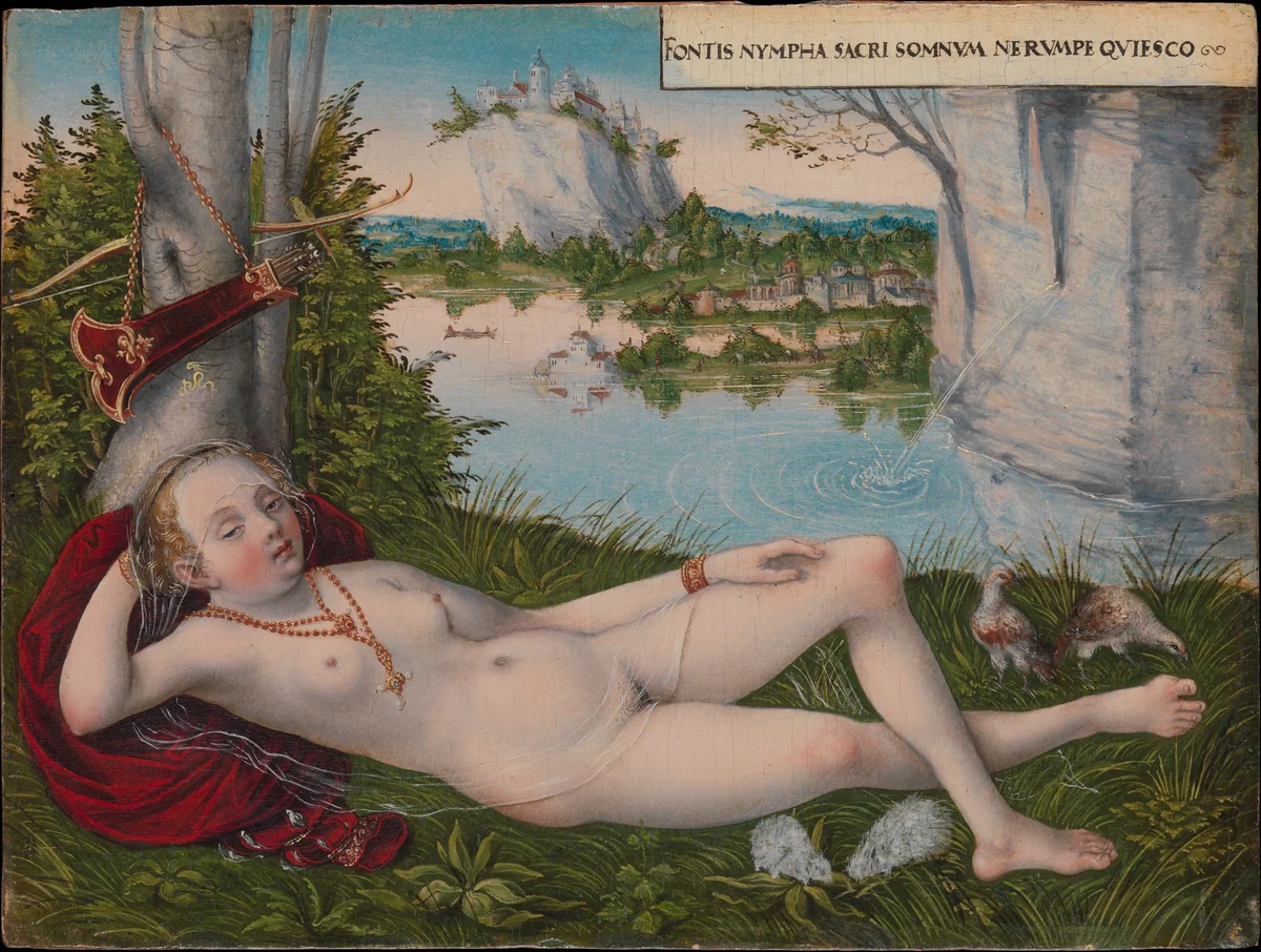 Nymph of the Spring by Lucas Cranach the Younger, painting, 1540-1555