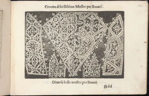 Corona delle Nobile et Virtuose Donne, Libro Terzo, page 21 (recto) by Cesare Vecellio, book, 1620