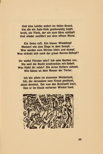 Die Irren III (The Mad III) (tailpiece, page 29) from Georg Heym: Umbra Vitae (Georg Heym: The Shadow of Life) by Ernst Ludwig Kirchner, volume, 1924