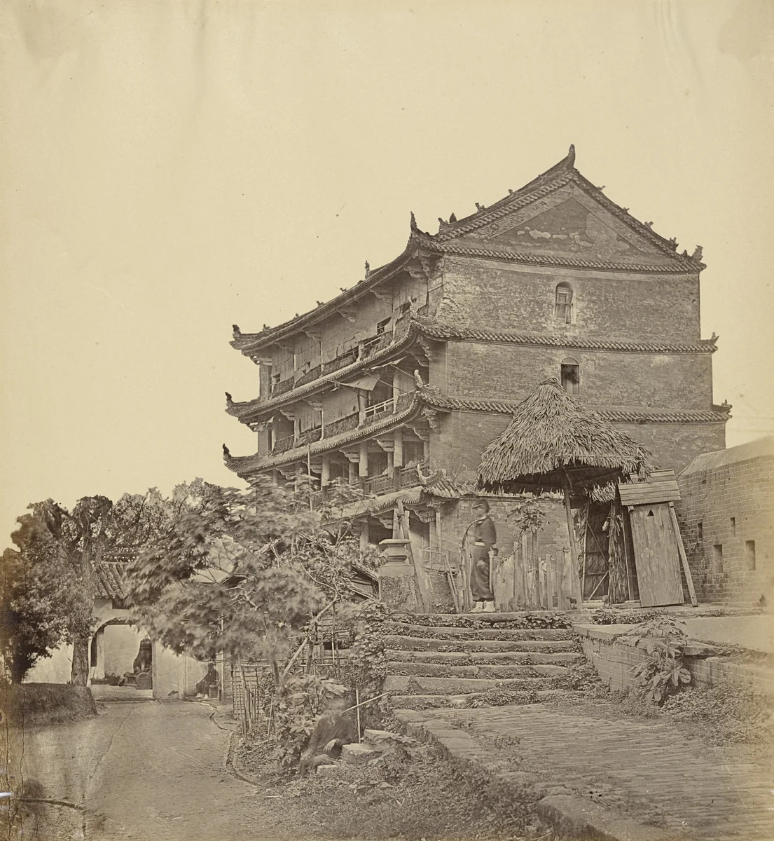 Five Storied Pagoda, Canton by Felice Beato, photograph, 1860