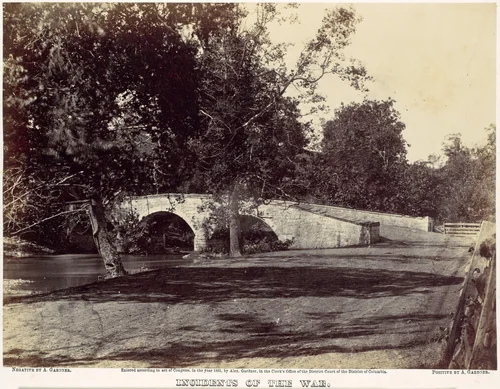 Burnside Bridge, Across the Antietam, near Sharpsburg, No. 1, September 1862 by Alexander Gardner, photograph, 1862
