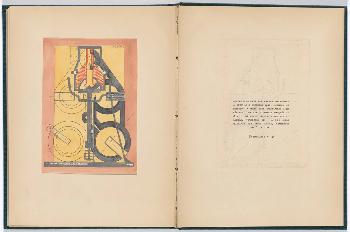 Reproduction of Petite solitude au milieu des soleils (A Little Solitude in the Midst of Suns) (facing colophon) from Monographie Francis Picabia (Francis Picabia Monograph) by Francis Picabia, illustrated book, 1920