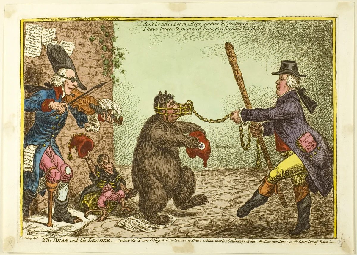 The Bear and His Leader by James Gillray, print, 1806