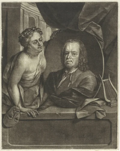 Portret van Frans Greenwood by Aert Schouman, print, 1720-1792