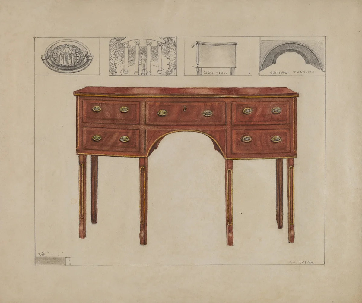 Side Board-Sheraton by Edgar L. Pearce, index of american design, 1936
