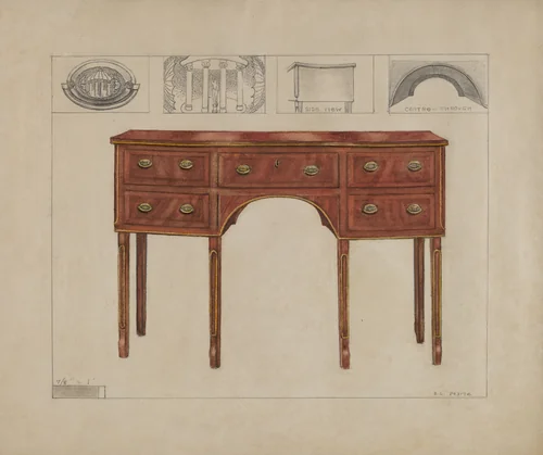 Side Board-Sheraton by Edgar L. Pearce, index of american design, 1936