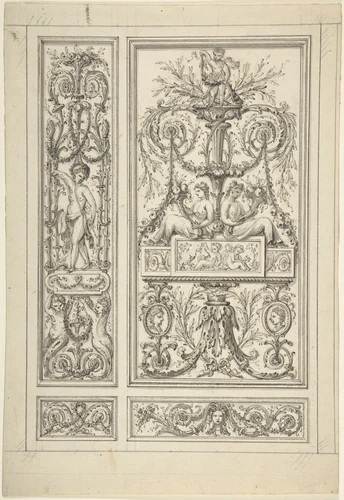 Design for a Wall Panel by Jean Démosthène Dugourc, drawing, 1760-1825