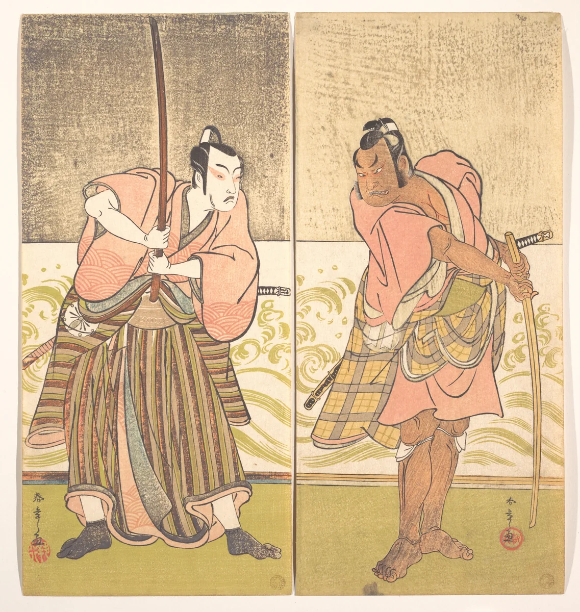 The Actor Sakata Hangoro II and the Actor Matsumoto Koshiro IV by Katsukawa Shunshô (勝川春章), print, 1726-1792