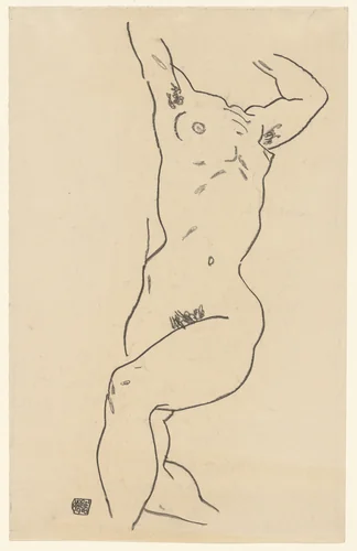 Torso of a Nude by Egon Schiele, drawing, 1918