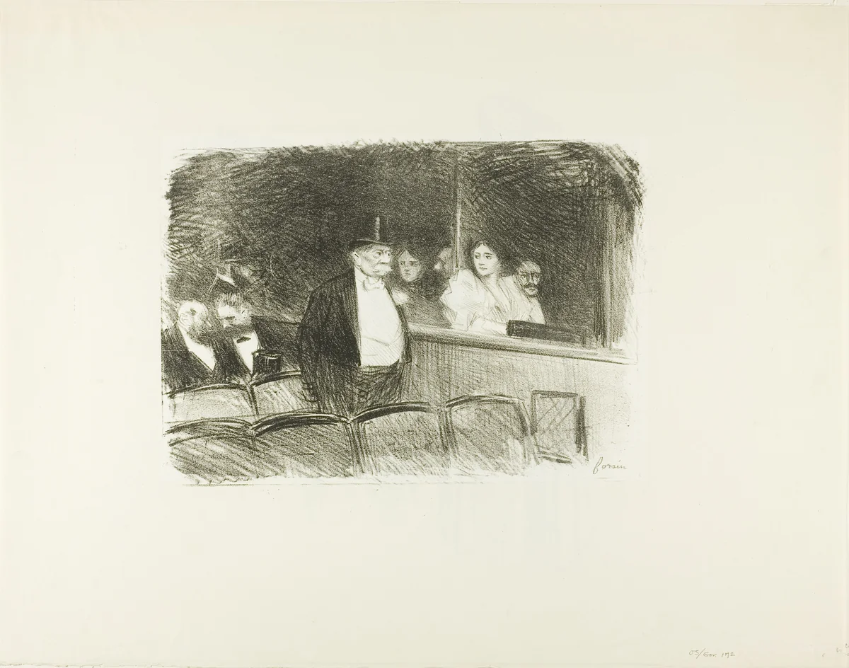 At the Theater by Jean-Louis Forain, print, 1887-1897