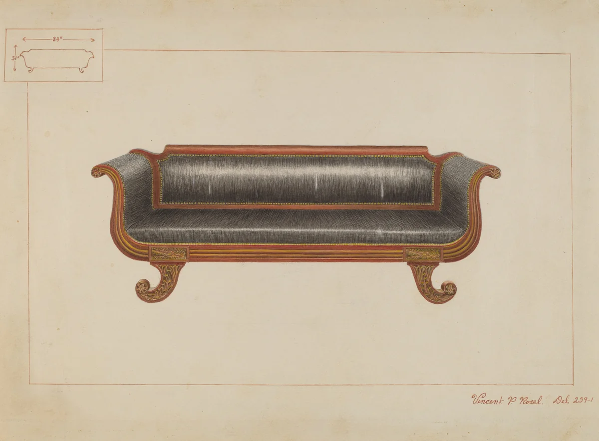 Sofa by Vincent P. Rosel, index of american design, 1937