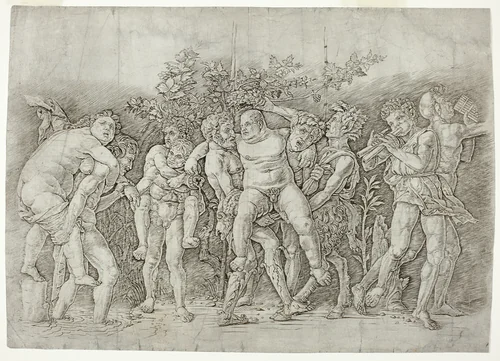 Bacchanal with Silenus by Andrea Mantegna, print, 1475-1480