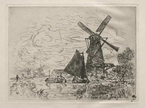 Windmills in Holland by Johan Barthold Jongkind, print, 1867