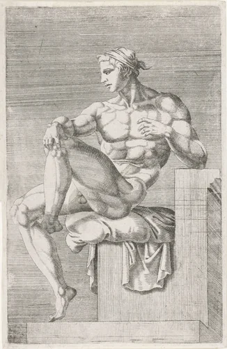 Zittend naakt uit de Sixtijnse kapel. by Unknown, print, 1551