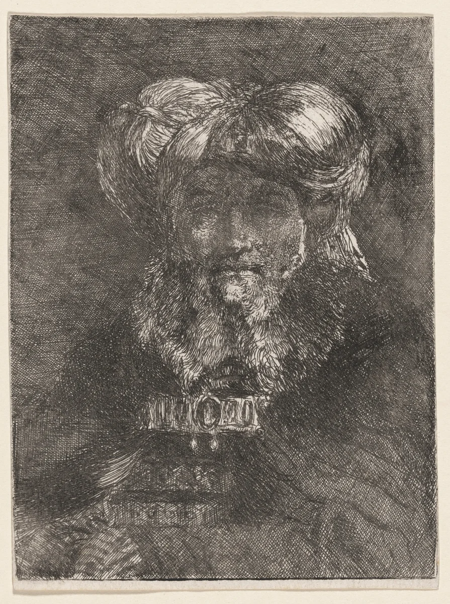 Old Man in the Manner of Rembrandt by Giovanni Domenico Tiepolo, print, 1762