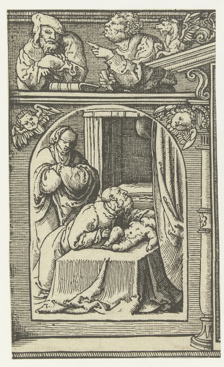 Elia en de zoon van de weduwe van Zarfath by anonymous, print, 1525-1530