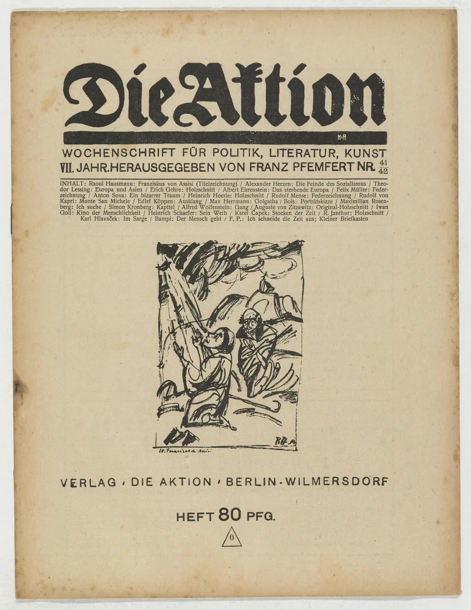 Die Aktion, vol. 7, no. 41/42 by Erich Gehre
Heinrich Hoerle
Augusta von Zitzewitz
Richard Janthur
Richard Bampi, periodical, 1917