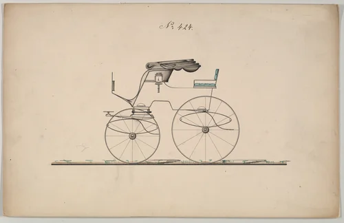 Design for Stanhope Phaeton, no. 424 by Brewster & Co., drawing, 1850-1874