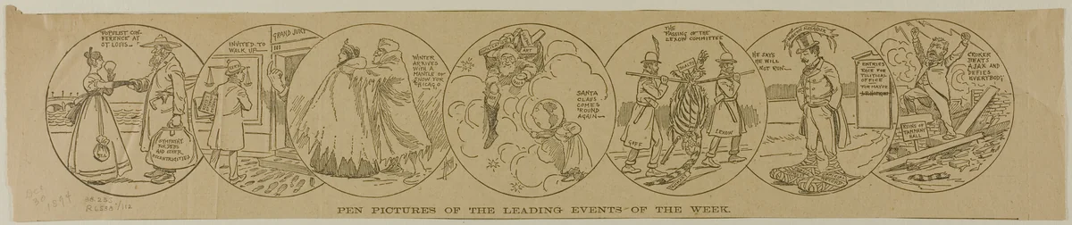 Pen Pictures of The Leading Events of the Week, from Chicago Tribune by H. R. H., print, 1894